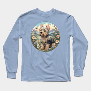 Yorkie Spring Flowers Long Sleeve T-Shirt